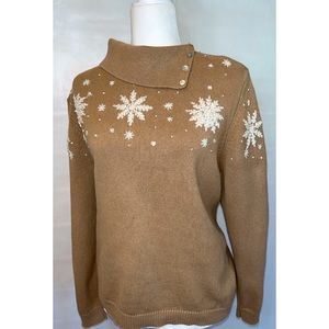 Snowflake Embroidered Seasonal Sweater